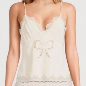 LoveShackFancy Cream Lace Bow Chemise